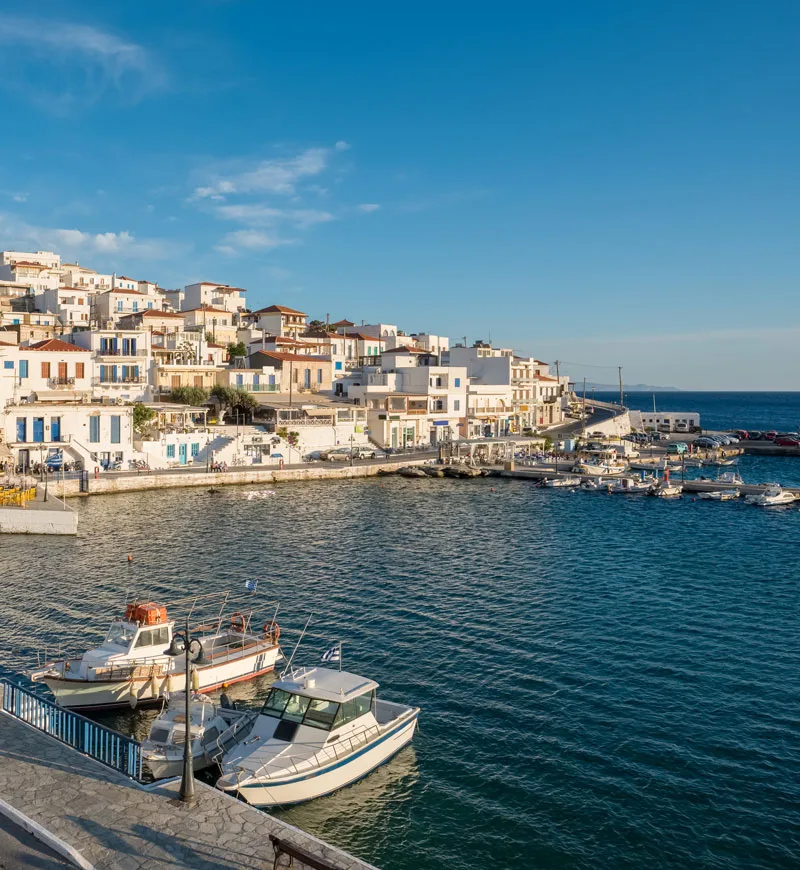 The harbour and seafront village of Batsi